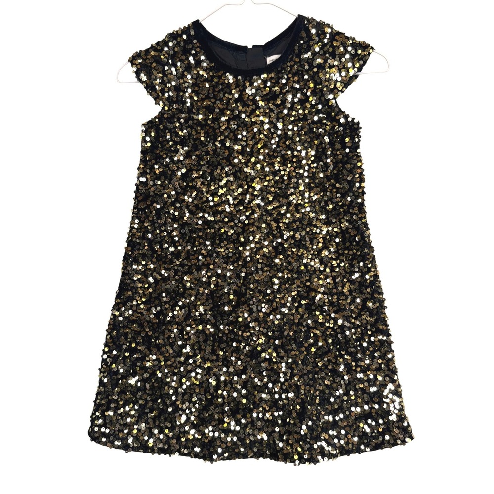 Sparkly Gold Sequin Velvet Shift Dress Sz 6 Cupcakes & Cashmere Holiday Festive - Picture 1 of 7